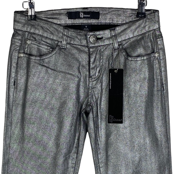 CP Jeans Gray Silver Metallic Skinny Jeans Women's Junior 5 Low Rise NEW - Picture 3 of 10
